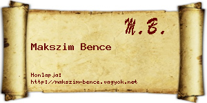 Makszim Bence névjegykártya