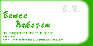 bence makszim business card